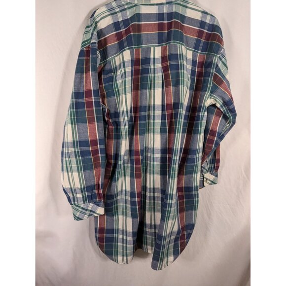 Jenny Buchanan Intimates Plaid Cotton Nightshirt Size L Red/Green/Blue - Picture 4 of 5